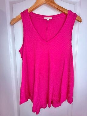 Z Supply Hot Pink V-Neck Ribbed Tank